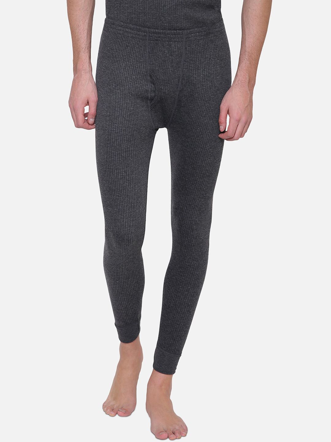 BODYCARE INSIDER Men Charcoal Grey Striped Thermal Bottom-image-17