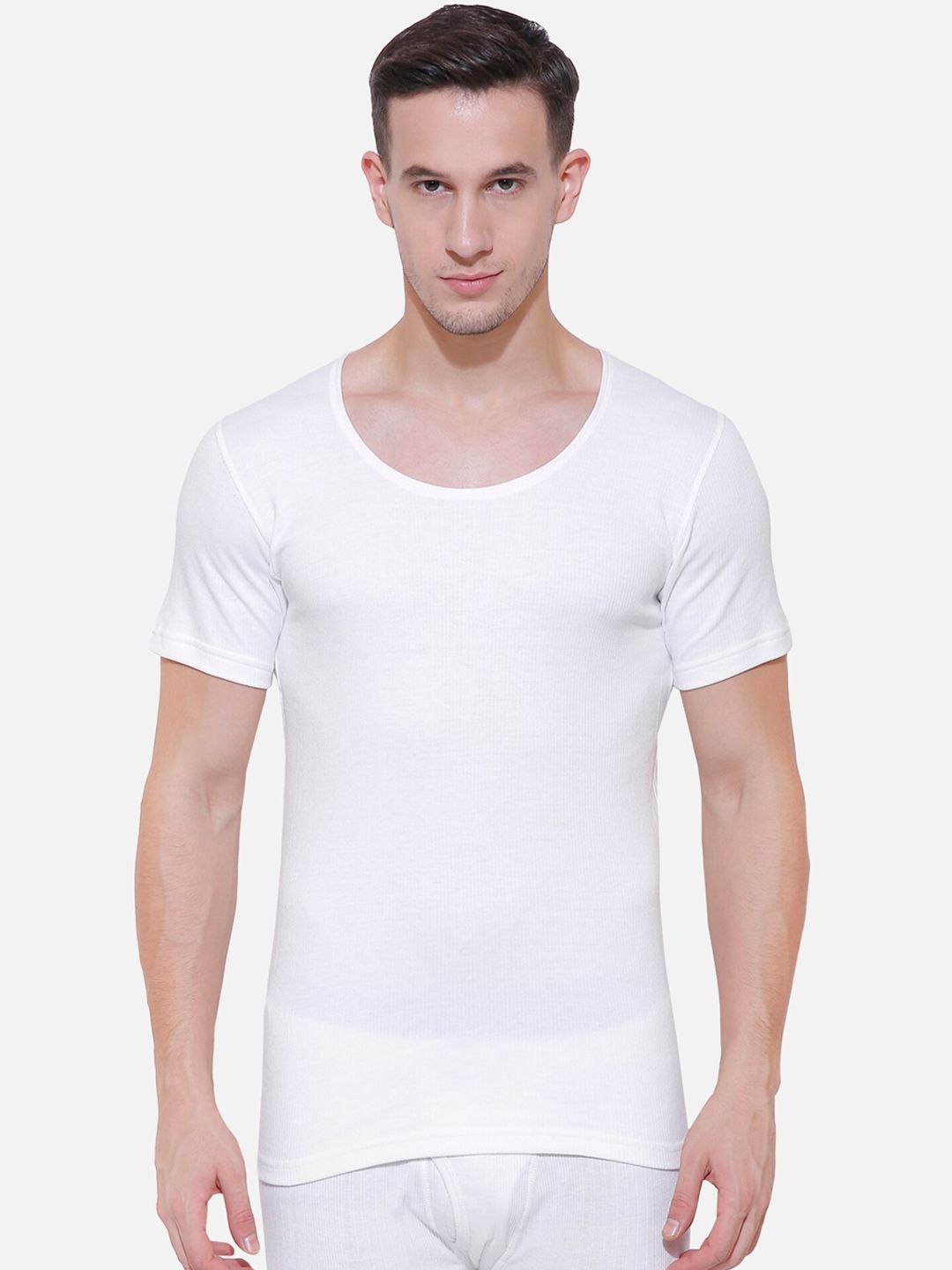 BODYCARE INSIDER Men Off White Solid Thermal Top-picture-33