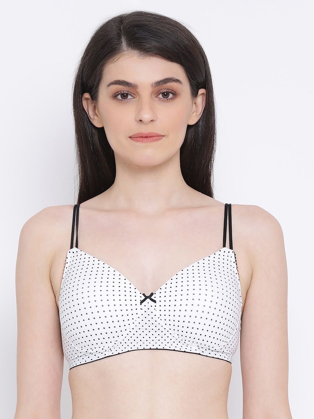 Clovia White & Black Printed Non-Wired Lightly Padded T-shirt Bra BR1067Z1842B-picture-36