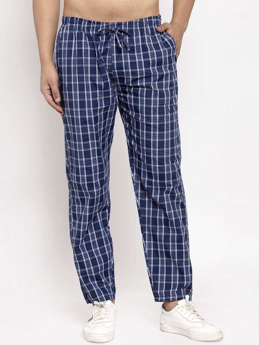Technical Track Pants - Large Blue Check | Night Addict