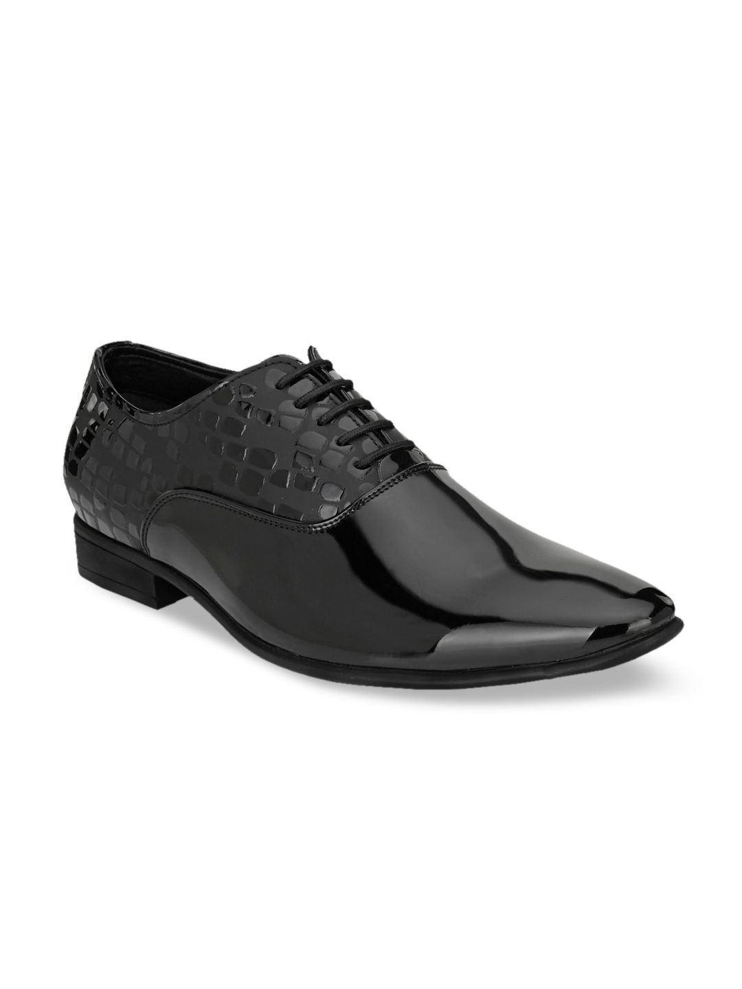 San Frissco Men Black Textured Formal Oxfords-picture-43