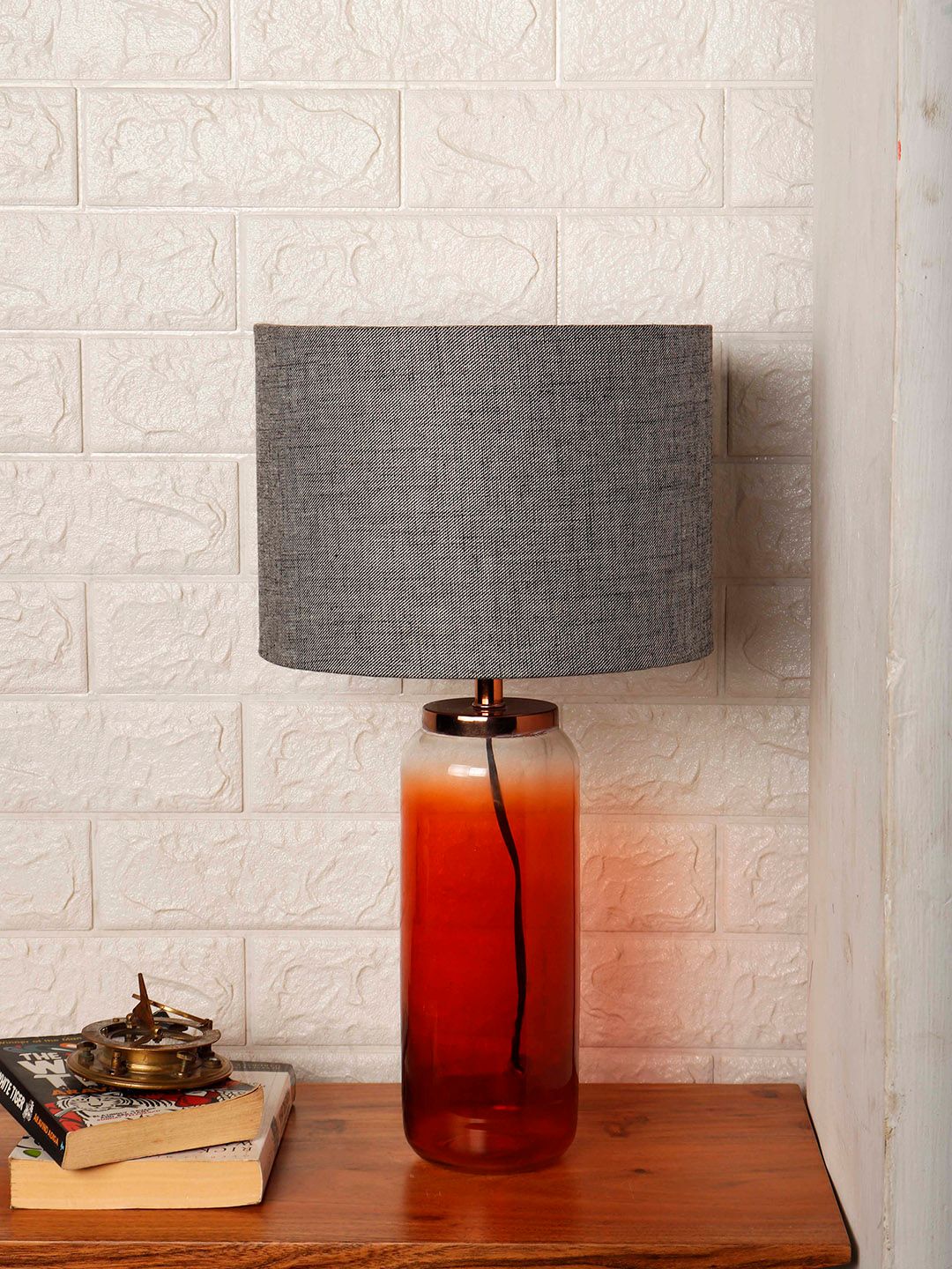 Grated Ginger Grey Solid Contemporary Buffet Table Lamp with Shade-picture-13