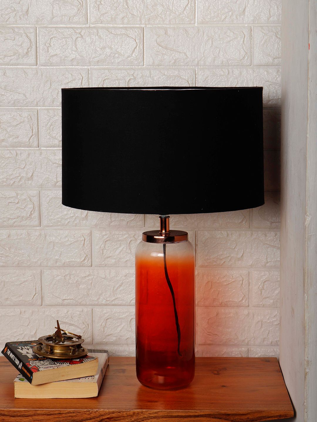 Grated Ginger Black Solid Contemporary Twilight Table Lamp with Shade-image-49