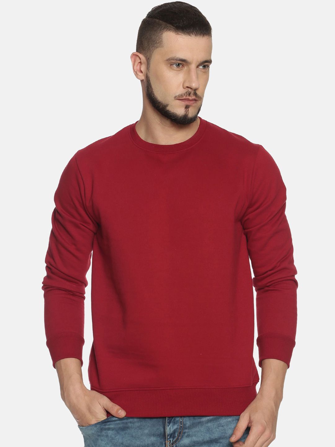 IVOC Men Maroon Solid Sweatshirt-picture-33