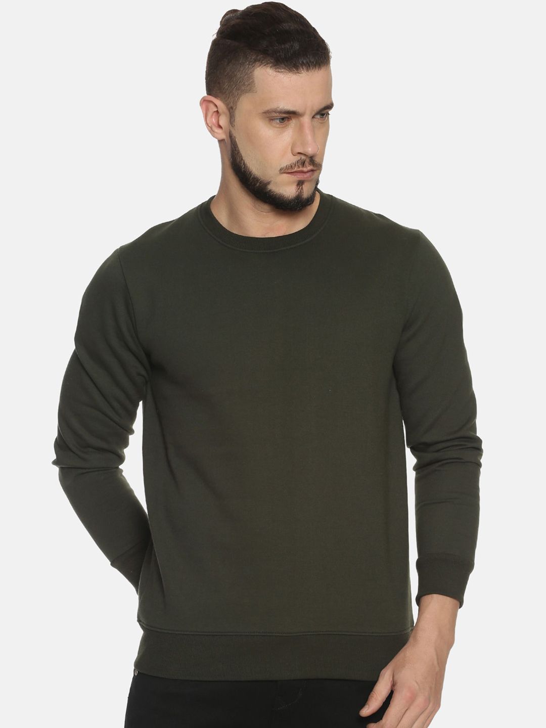 IVOC Men Olive Green Solid Sweatshirt-picture-26