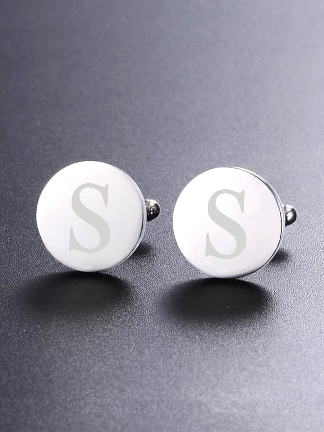 Yellow Chimes Silver-Toned & Rhodium-Plated Round Cufflinks-picture-20