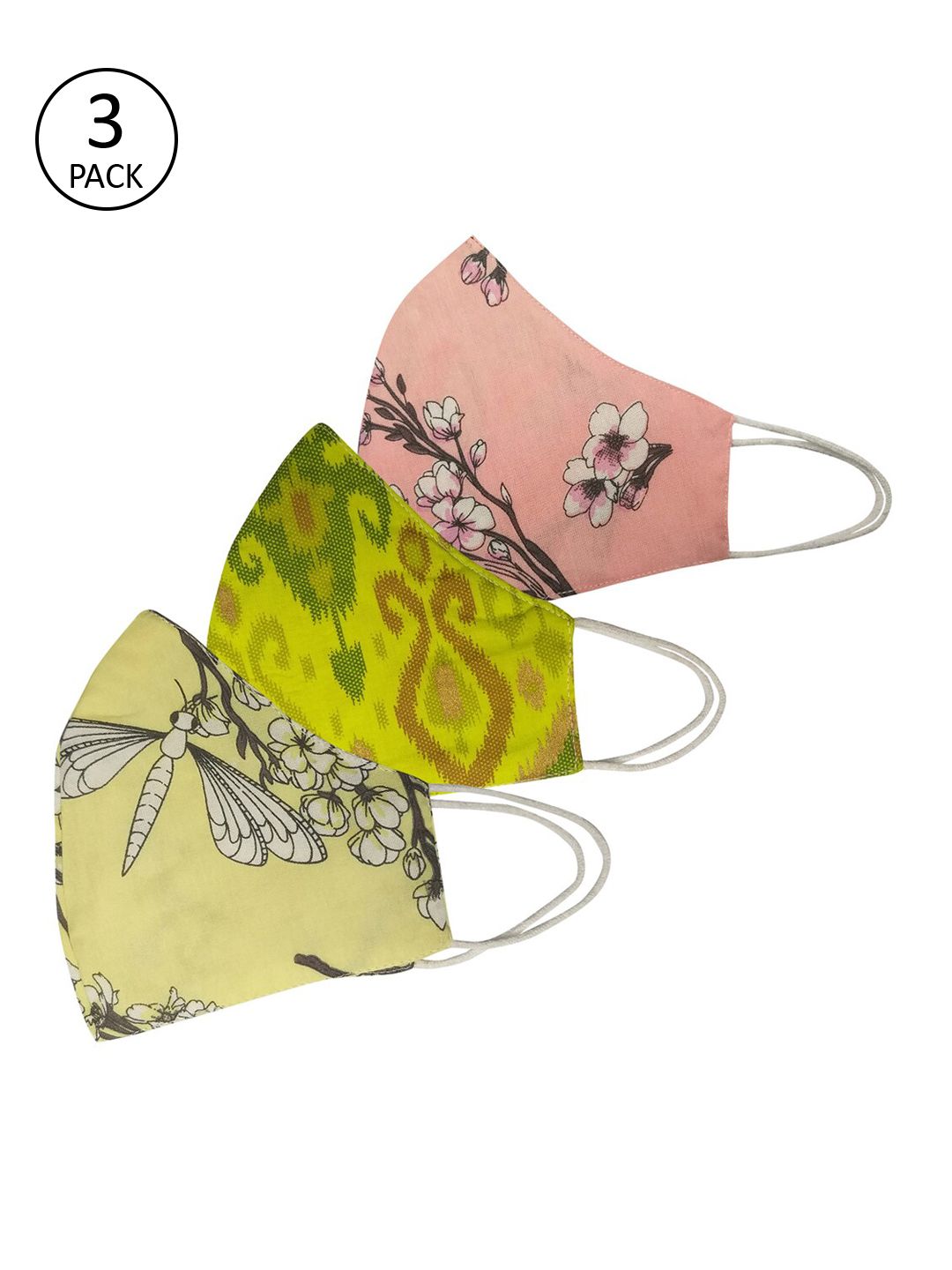 Aditi Wasan Unisex Set of 3 Multicolored Printed 3 Ply Face Mask-picture-19