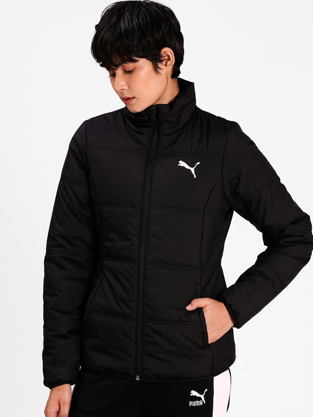 Puma Women Black Solid Essentials Padded Jacket-picture-55