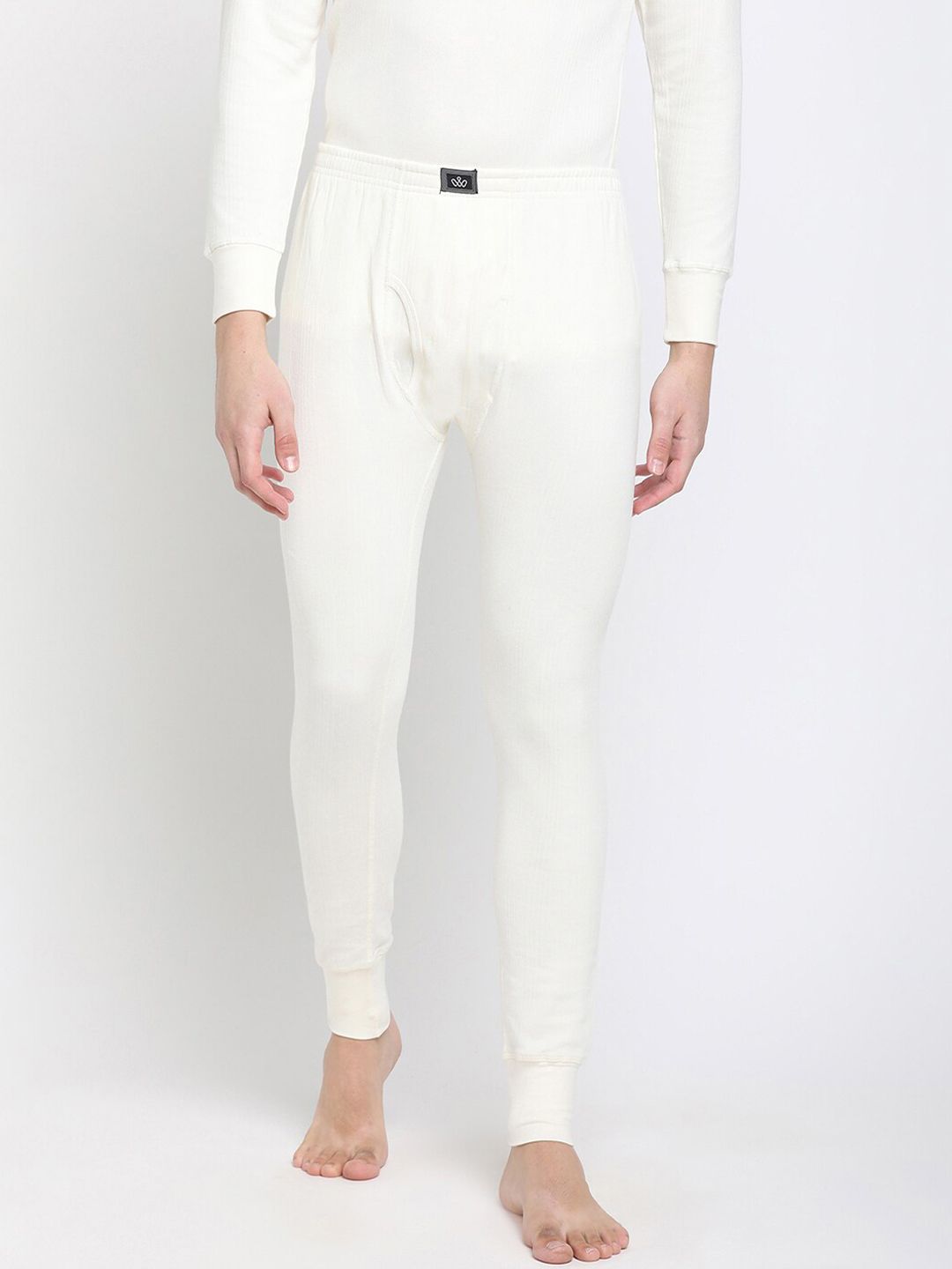DIXCY SCOTT Men Off White Solid Thermal Bottom-image-8