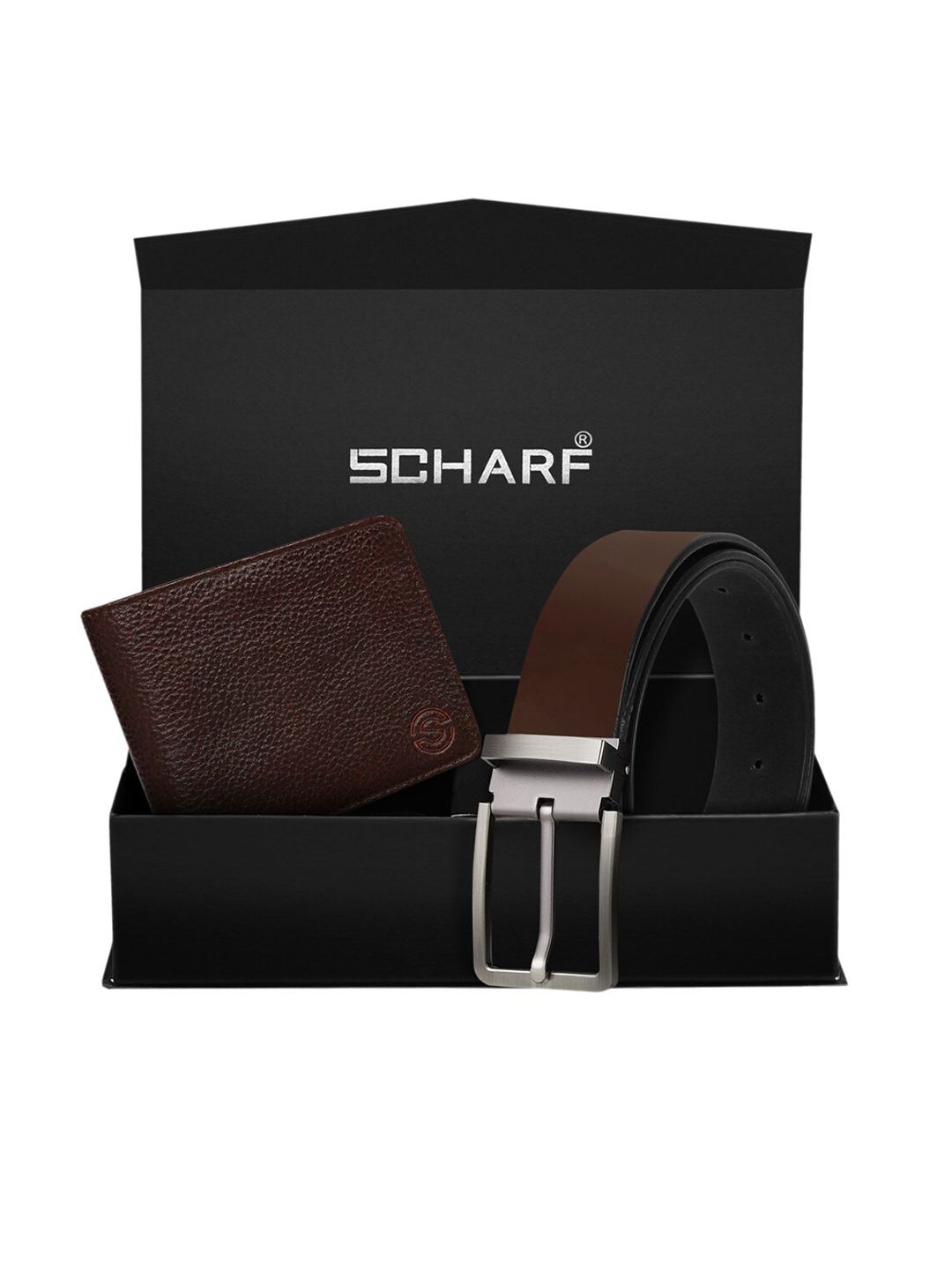 SCHARF Men Brown Genuine Leather Belt & Wallet Accessory Gift Set-picture-35