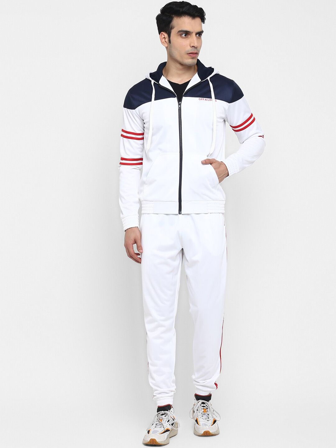 OFF LIMITS Men White & Red Colourblocked Tracksuit-picture-20