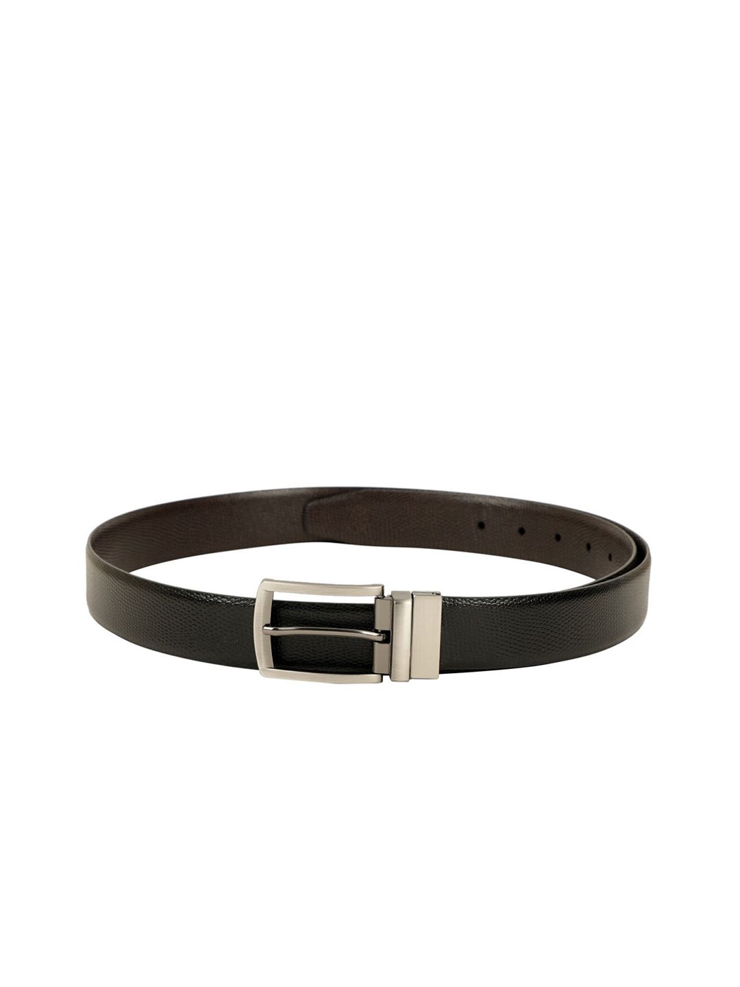 ZEVORA Men Black & Brown Reversible Textured Belt-picture-11