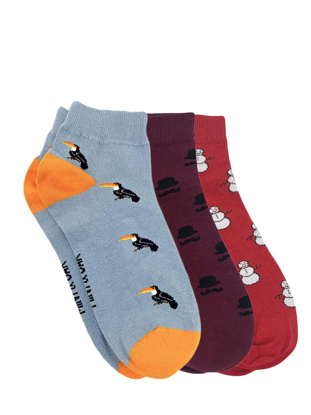 Mint & Oak Men Pack Of 3 Assorted Ankle-Length Socks-image-28