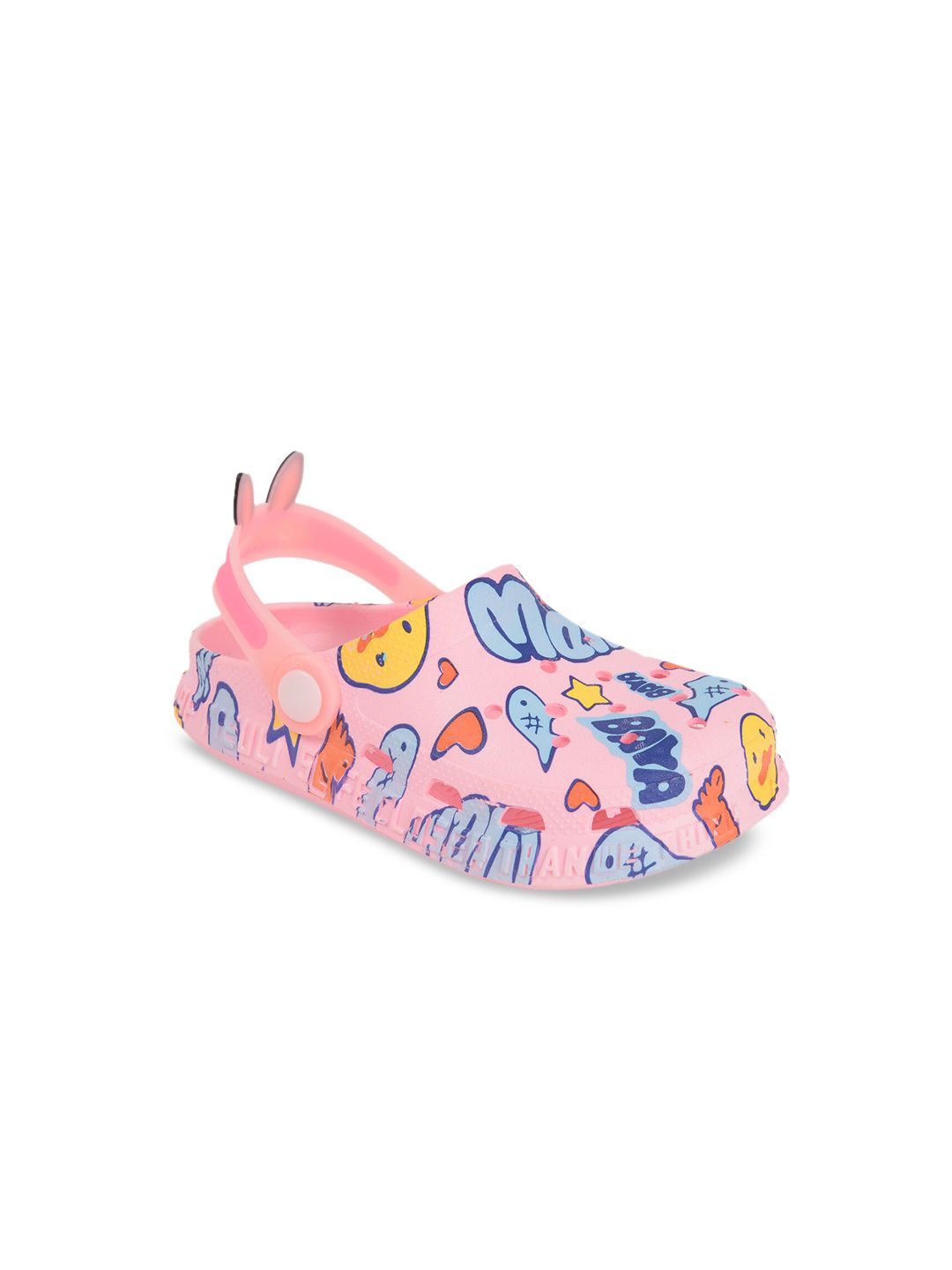 Yellow Bee Girls Pink & Blue Printed Rubber Clogs-picture-35
