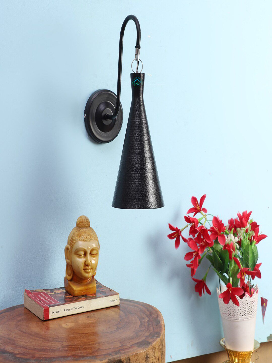 MFD HOME FURNISHING Black Solid Black Pendent Wall Lamp-image-0