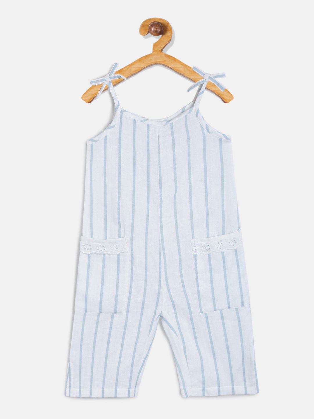 MINI KLUB Girls Blue Striped Basic Jumpsuit-picture-25
