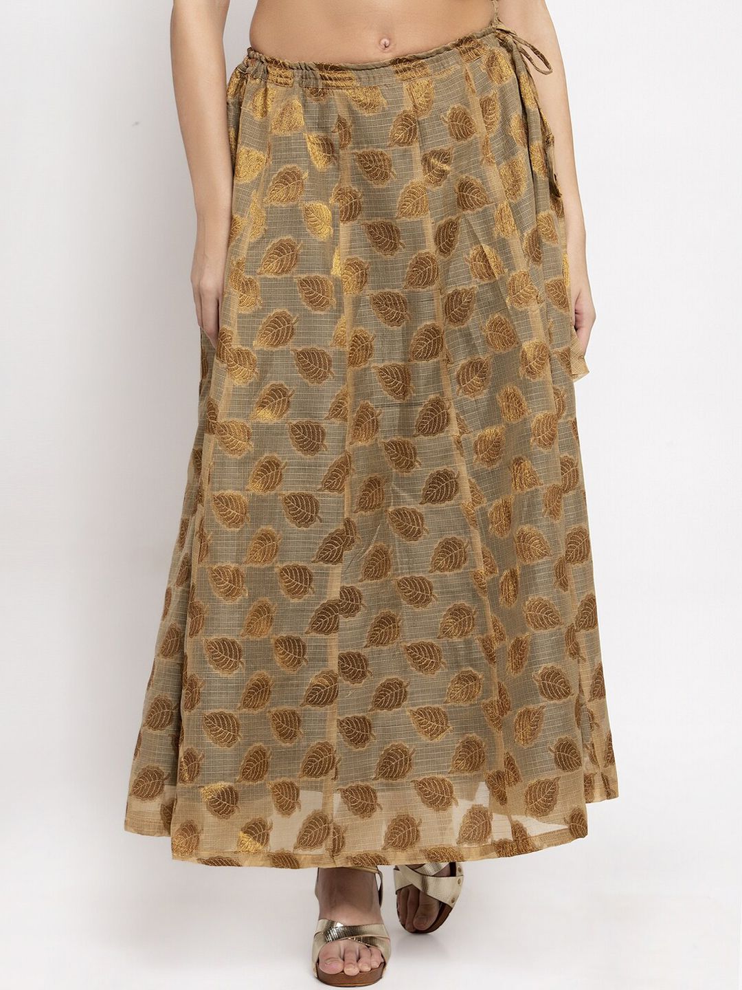 Ayaany Women Gold-Coloured & Grey Printed Maxi Skirt-picture-25