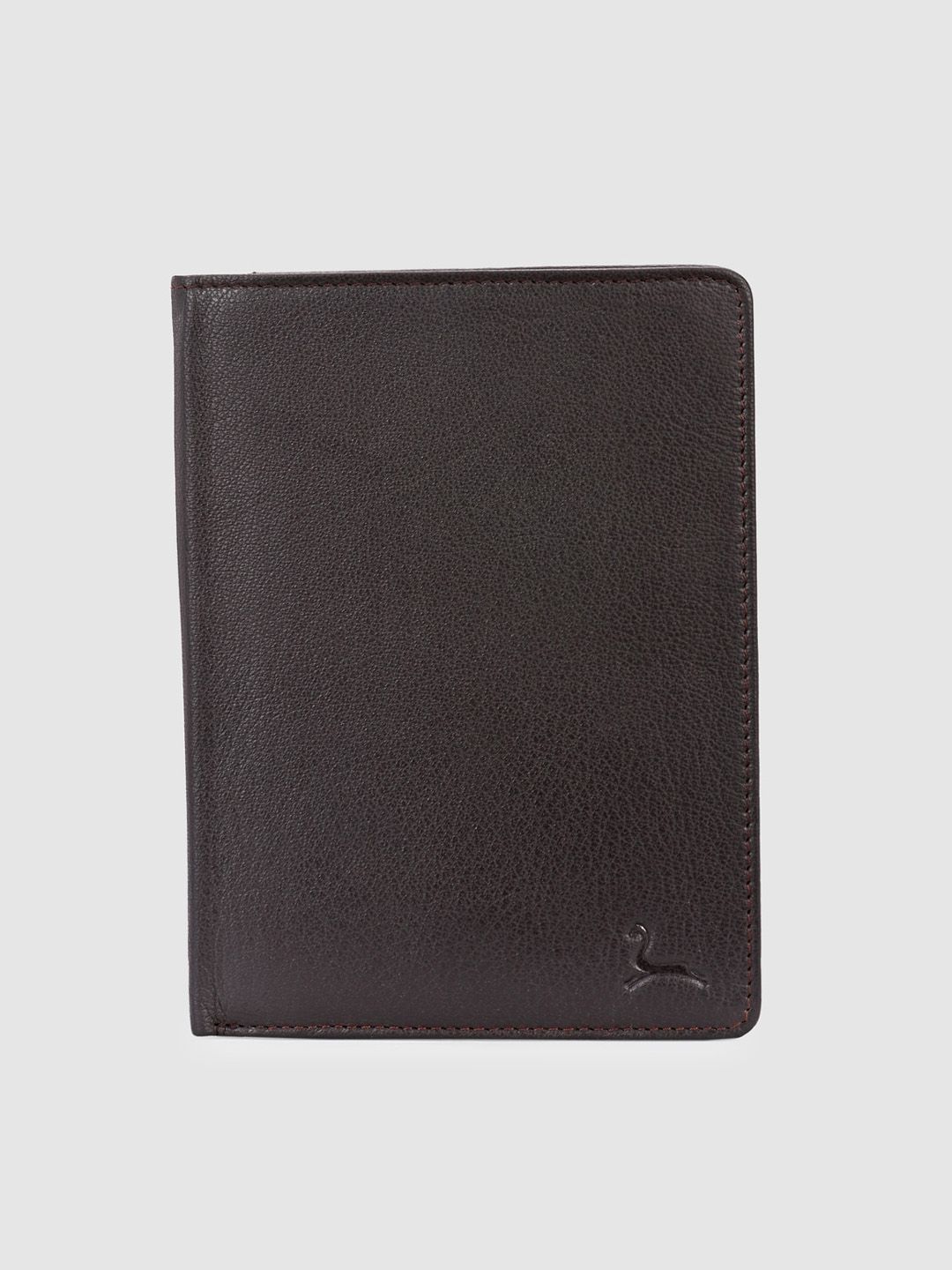 Pacific Gold Men Brown Solid Genuine Leather Passport Holder-picture-35