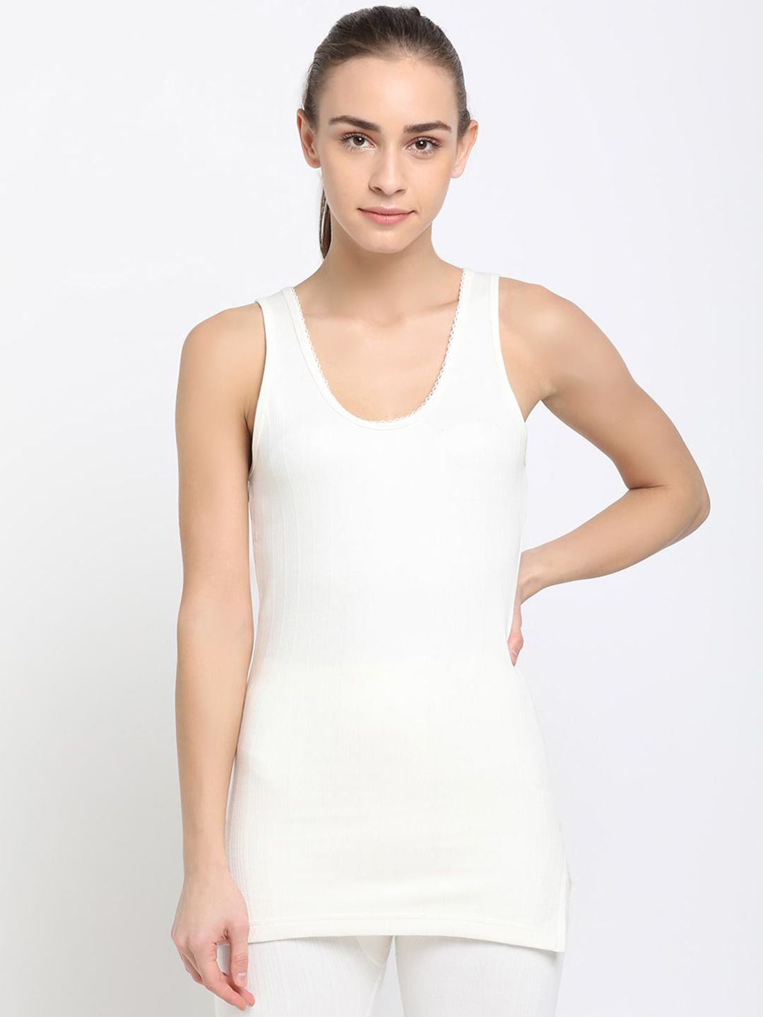 DIXCY SCOTT Slimz Women Off-White Solid Sleeveless Thermal Camisole-picture-38