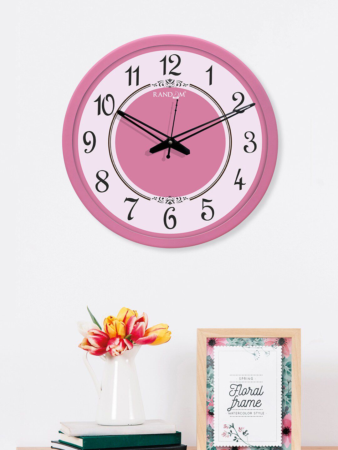 RANDOM Pink & Black Algerian Font Round Shaped Wall Clock-picture-15
