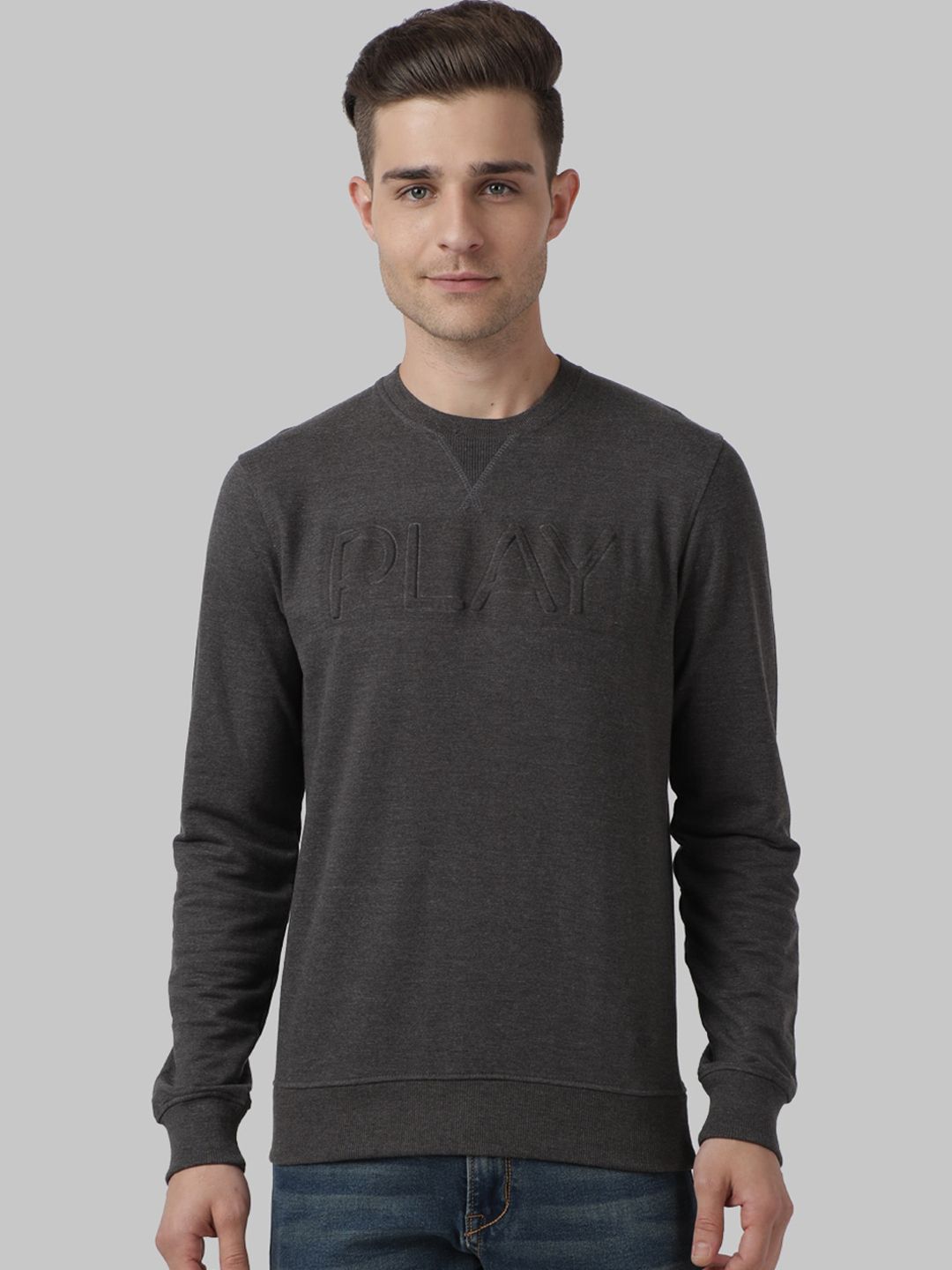 Park Avenue Men Grey Solid Sweatshirt-picture-37