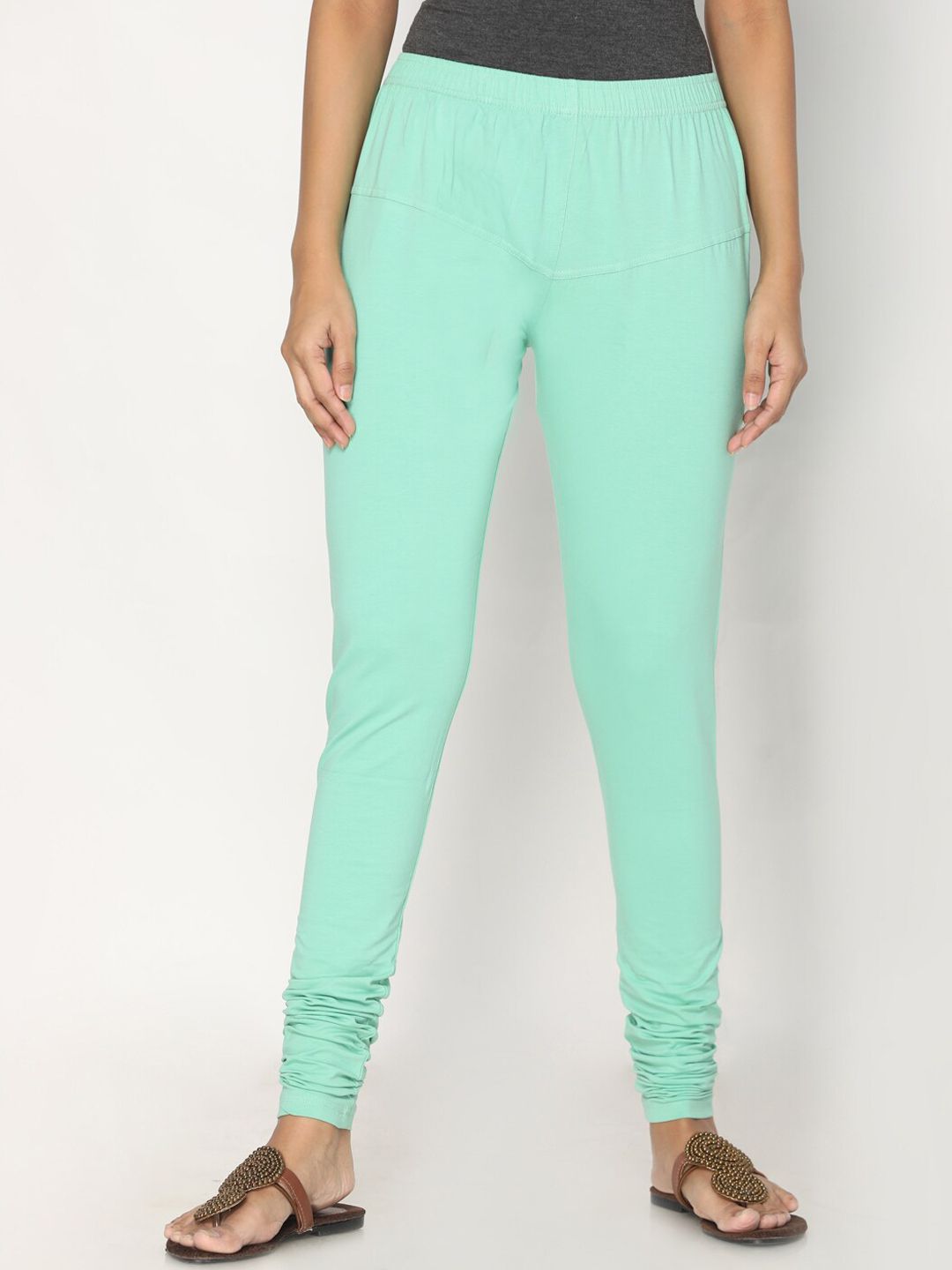TSG Bliss Women Sea Green Solid Churidar-Length Leggings-picture-17
