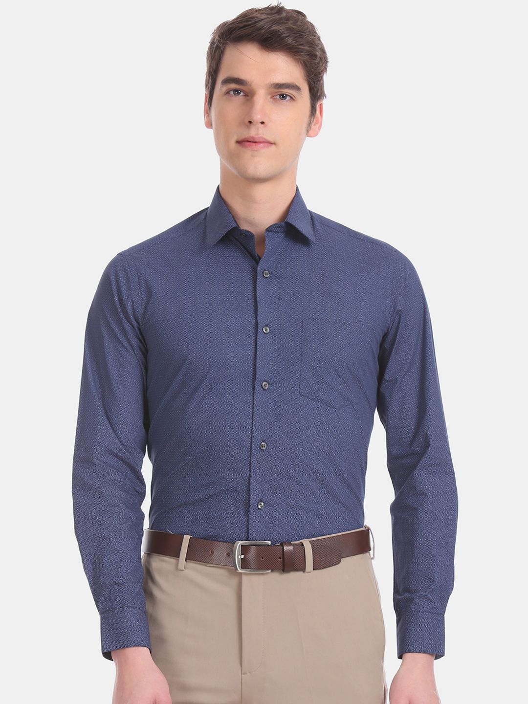 Arrow Men Blue Slim Fit Printed Formal Shirt-picture-10