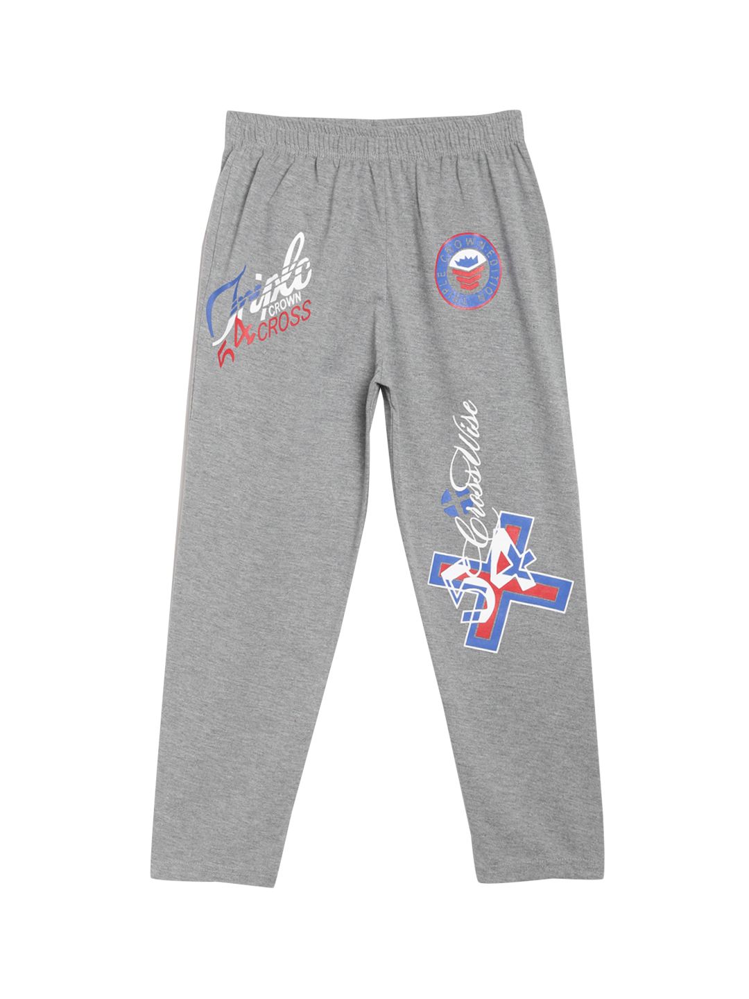 SWEET ANGEL Boys Grey Melange Printed Straight-Fit Track Pants-picture-36