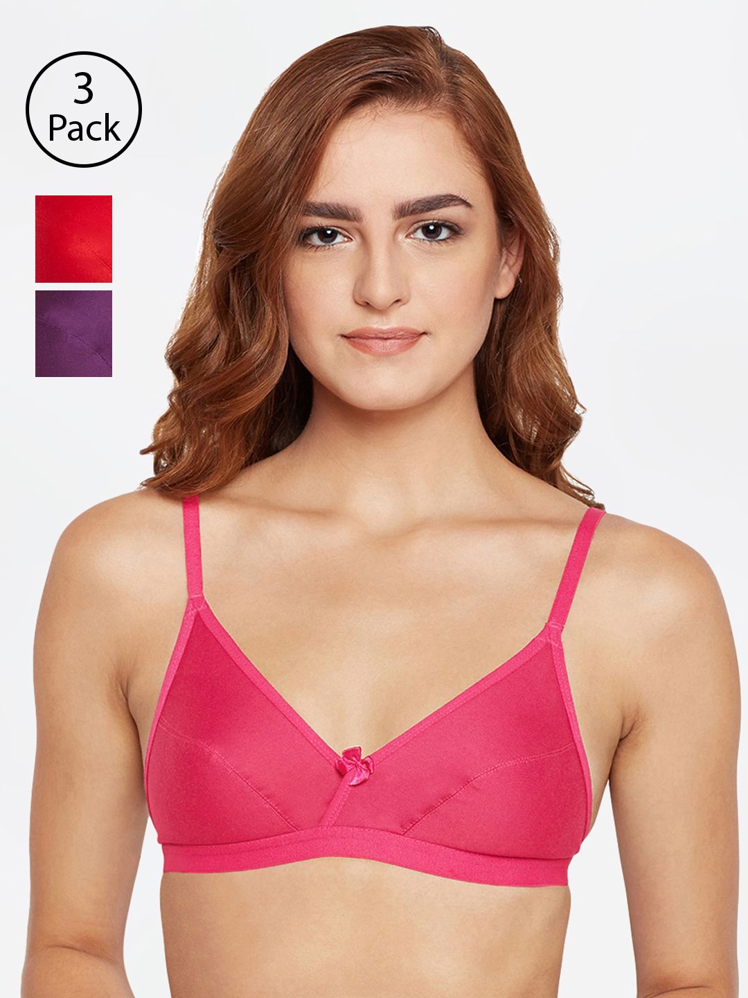 Bodycare Pack Of 3 Assorted Solid Non-Wired Non Padded Everyday Bra-picture-31