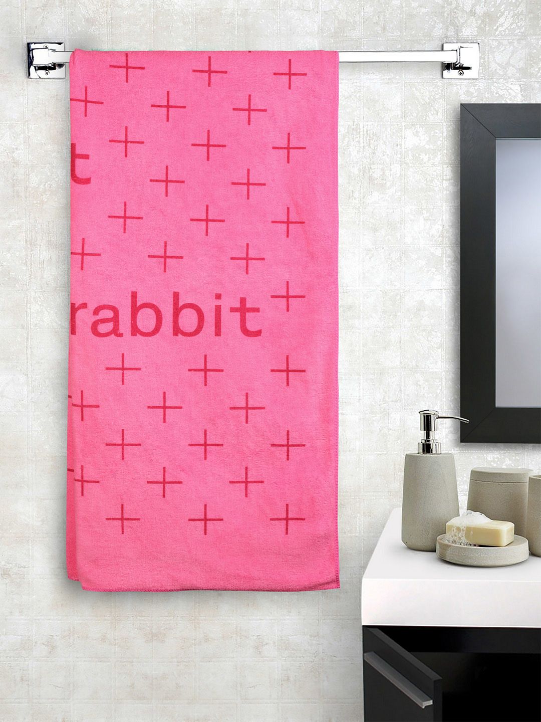Cortina Unisex Pink Printed 300 GSM Bath Towel-image-49
