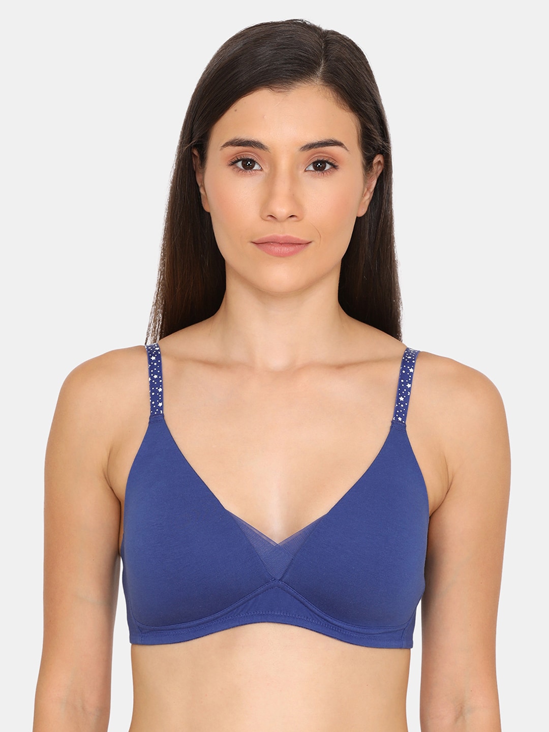 Zivame Blue Solid Non-Wired Lightly Padded T-shirt Bra ZI1933FASHA