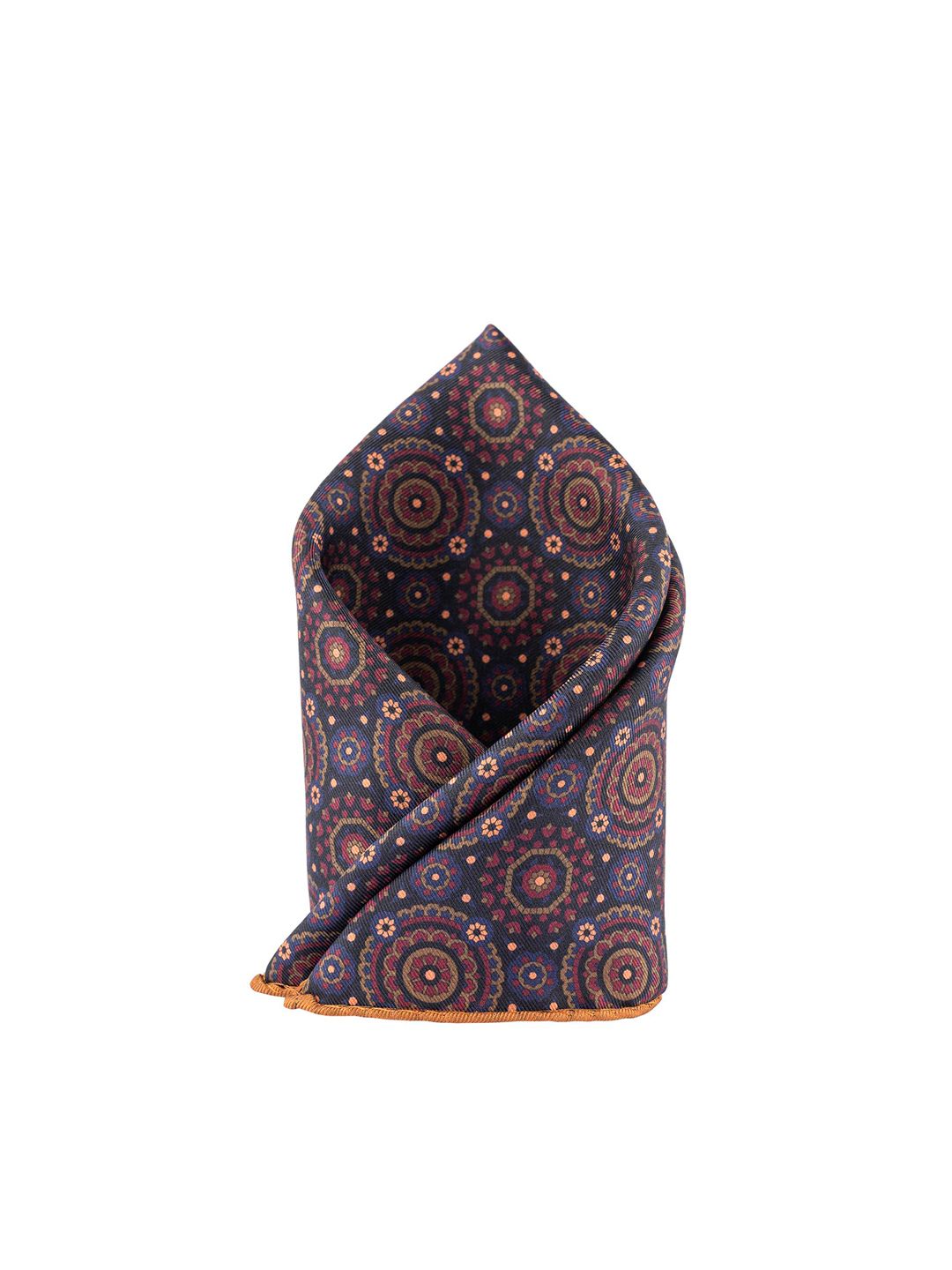 The Tie Hub Men Orange & Brown Printed Silk Reversible Pocket Square-picture-15