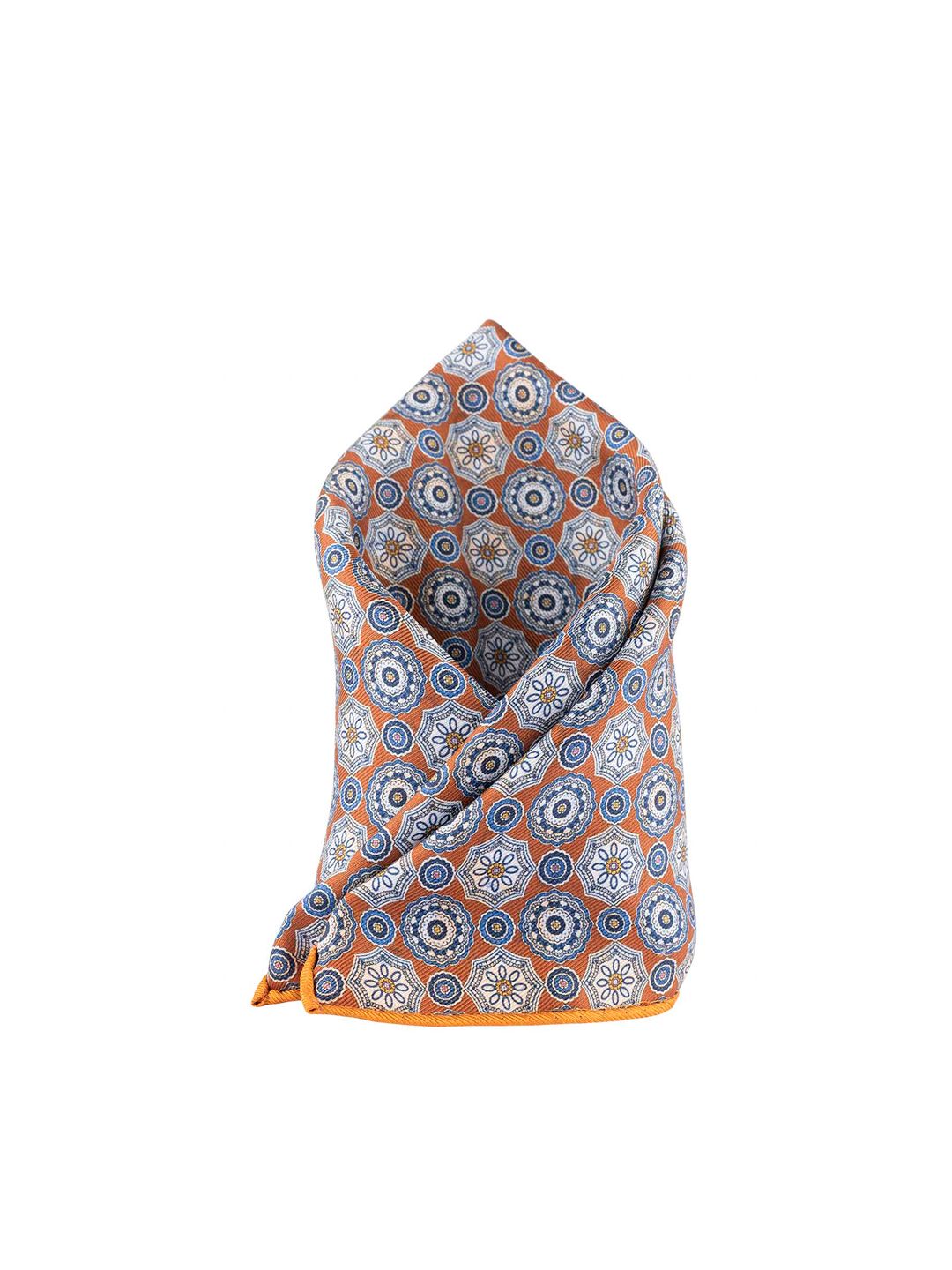 The Tie Hub Men Orange & Grey Printed Reversible Pocket Square-image-22