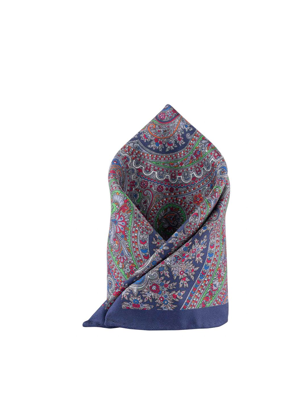 The Tie Hub Men Navy Blue Reversible Silk Pocket Square-picture-57