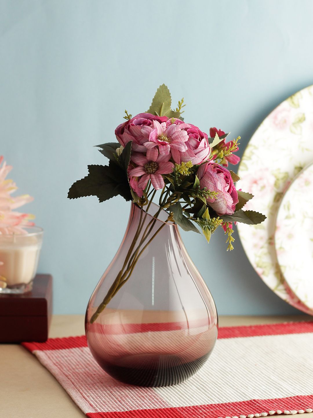 INCRIZMA Mauve Solid Glass Flower Vase-picture-5