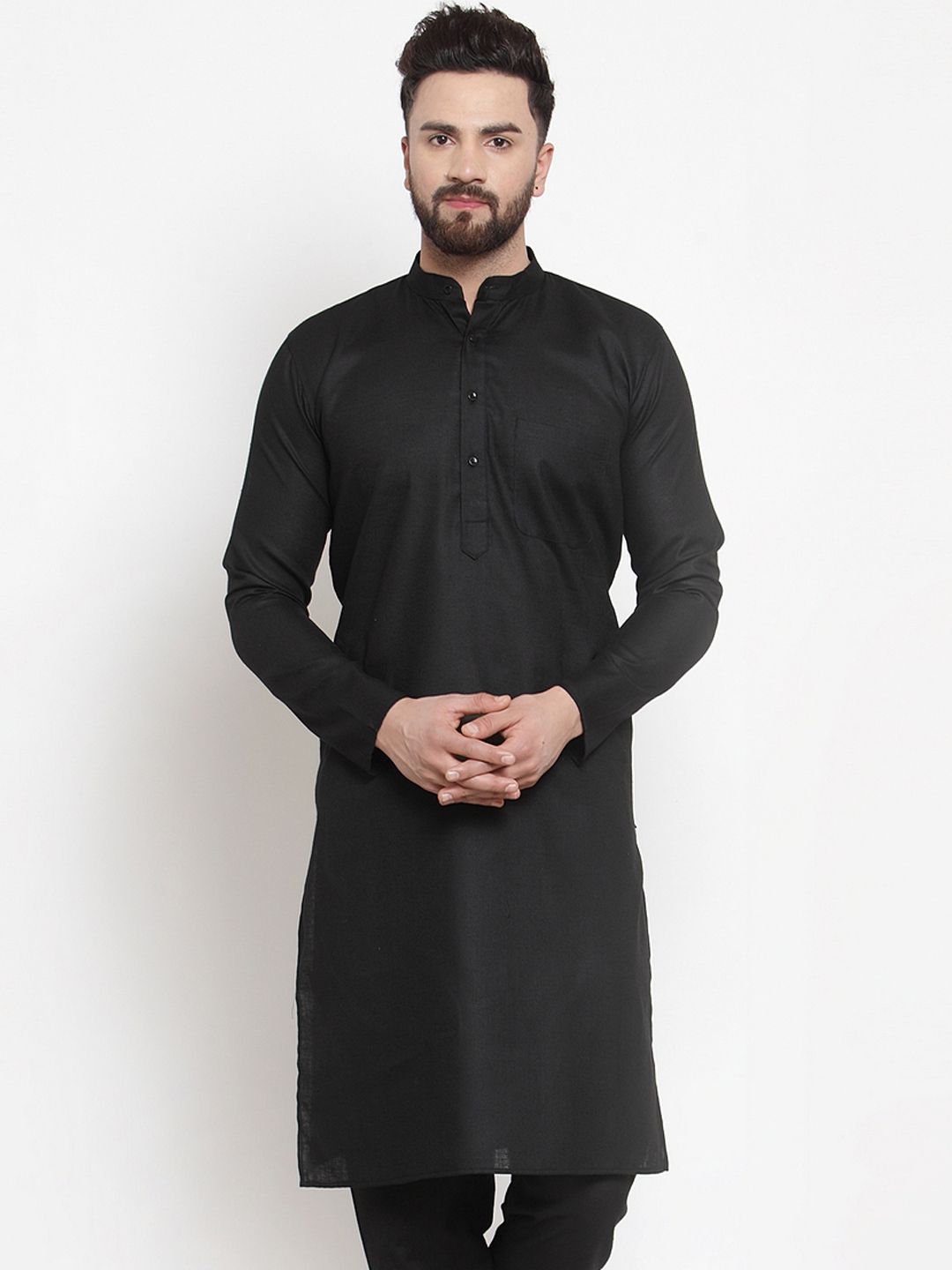 Jompers Men Black Solid Straight Kurta-picture-34