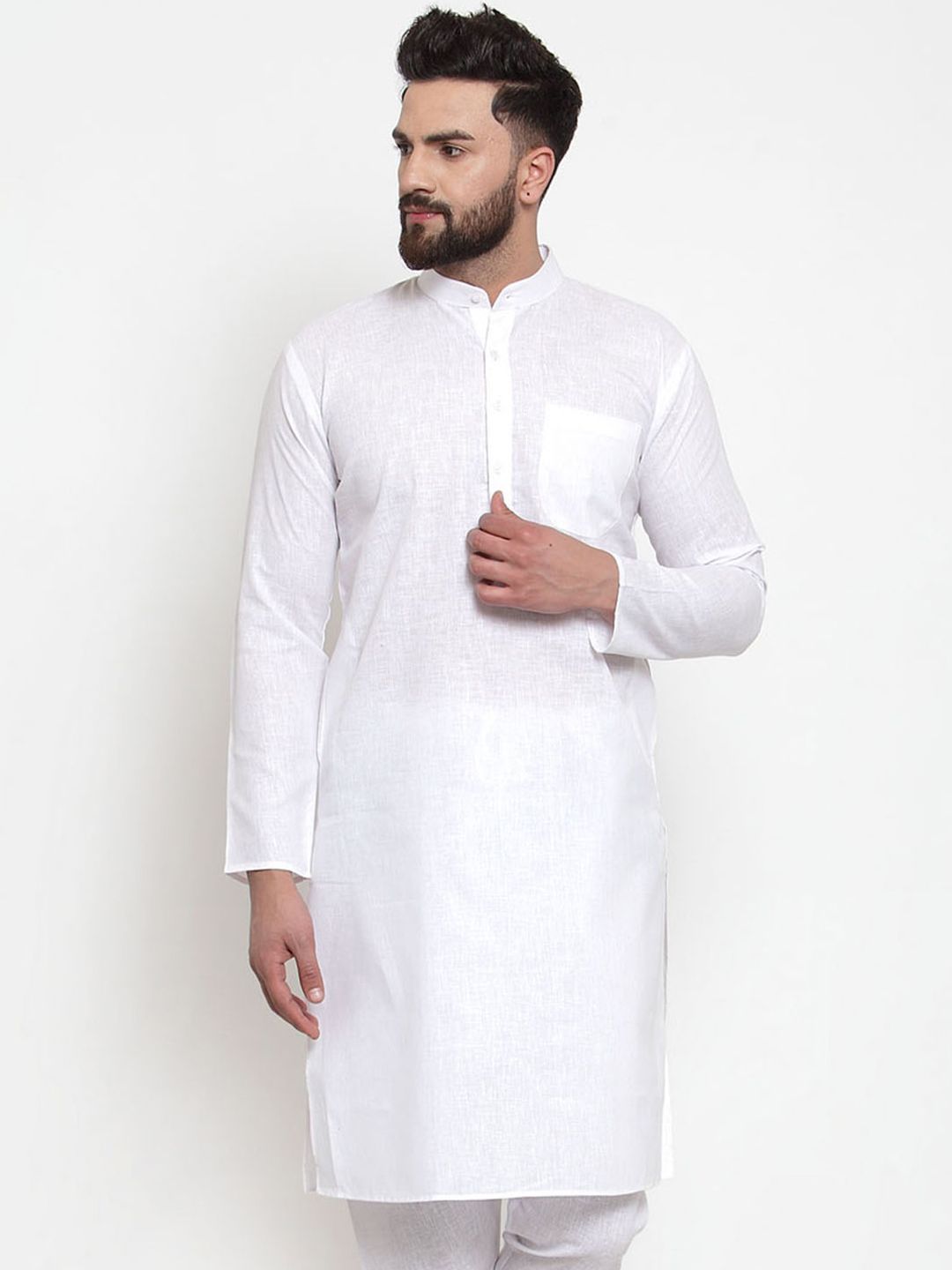 Jompers Men White Solid Straight Kurta-picture-33