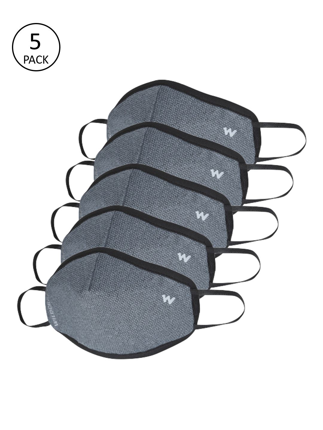 Wildcraft Adults Pack of 5 Grey 6-Ply W95+ Protective Outdoor Masks-image-6