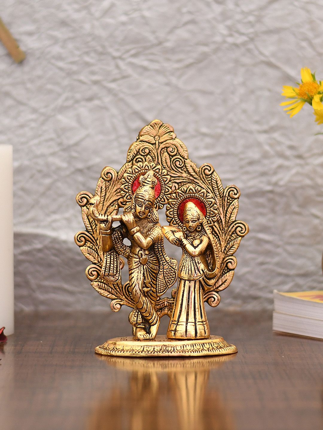 CraftVatika Gold-Toned Metal Radha Krishna Statue Showpiece-picture-45