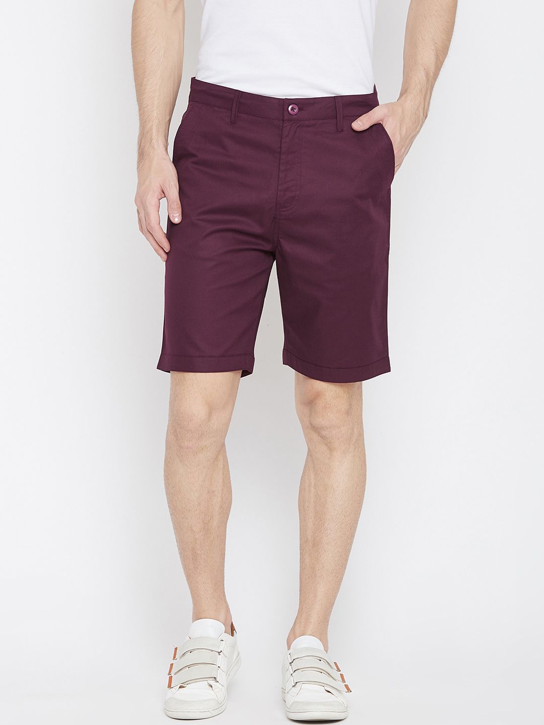 Hypernation Men Maroon Solid Regular Fit Regular Shorts-image-1