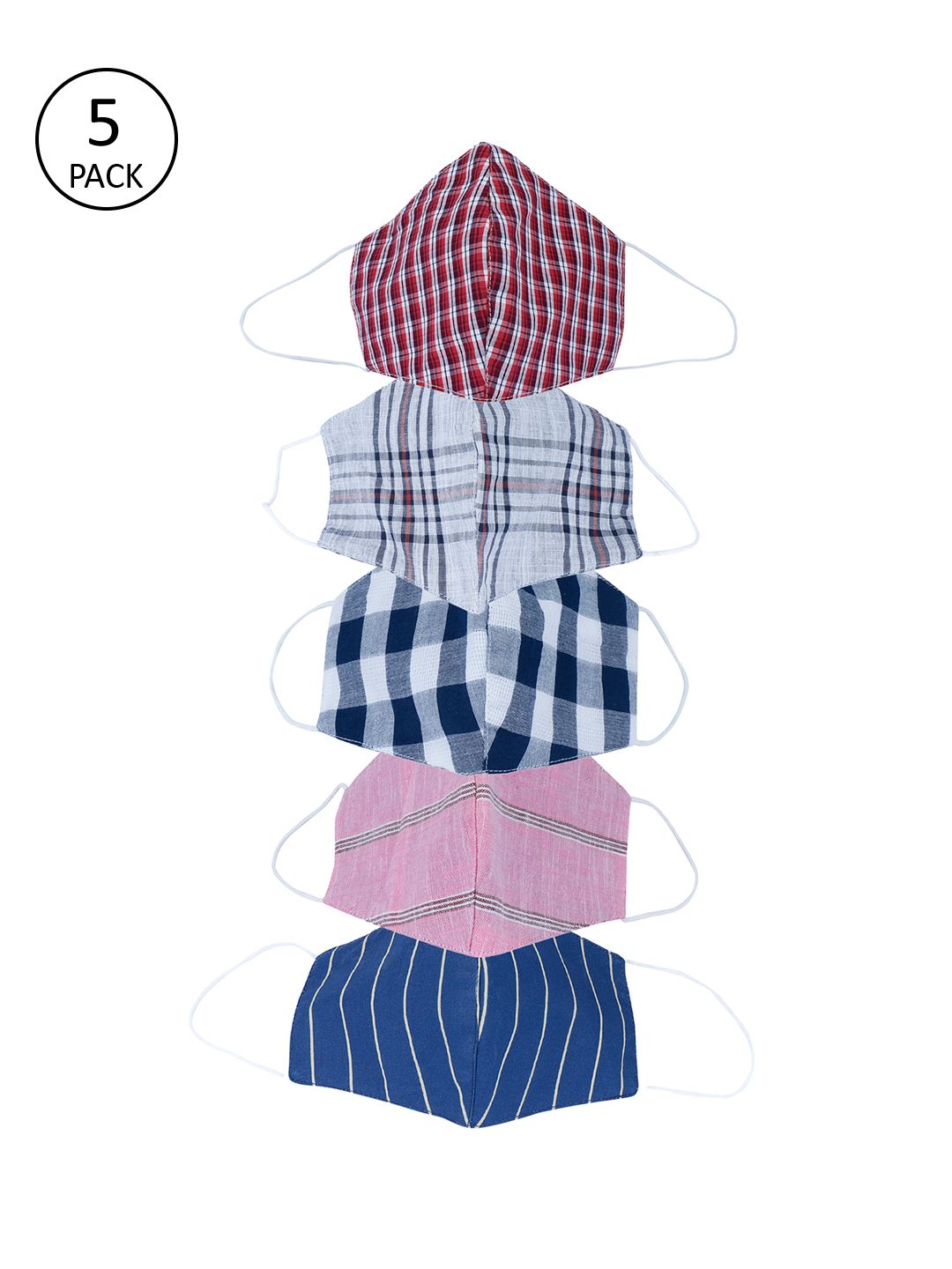 Be Indi Unisex Pack of 5 Pcs Multicoloured Reusable 3-Ply Protective Outdoor Masks-picture-37