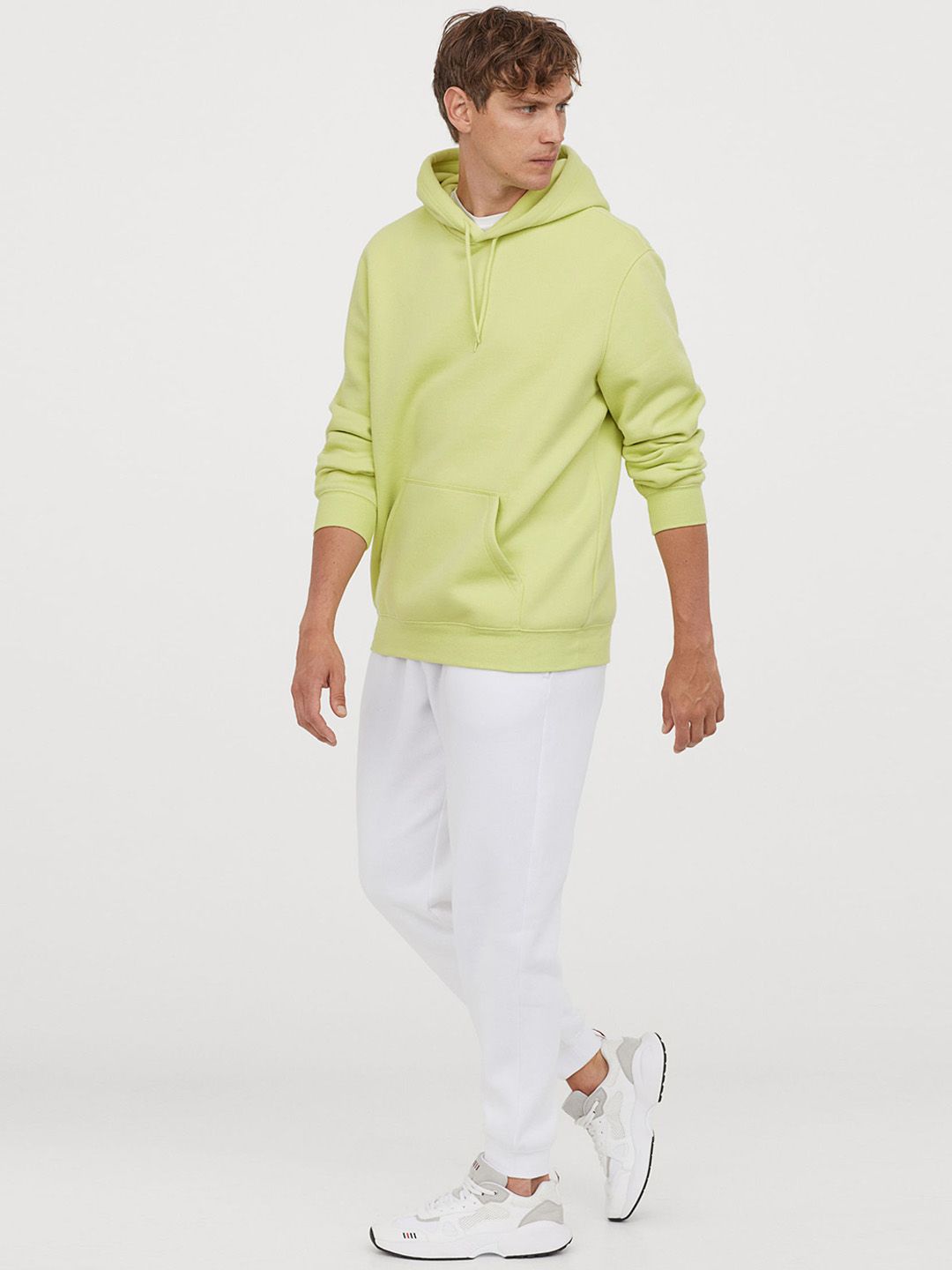 H&M Men Florescent Green Hoodie Relaxed Fit