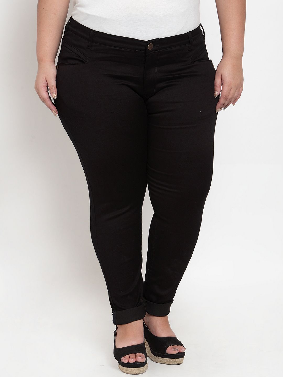 plusS Women Black Regular Fit Mid-Rise Clean Look Jeans-image-36