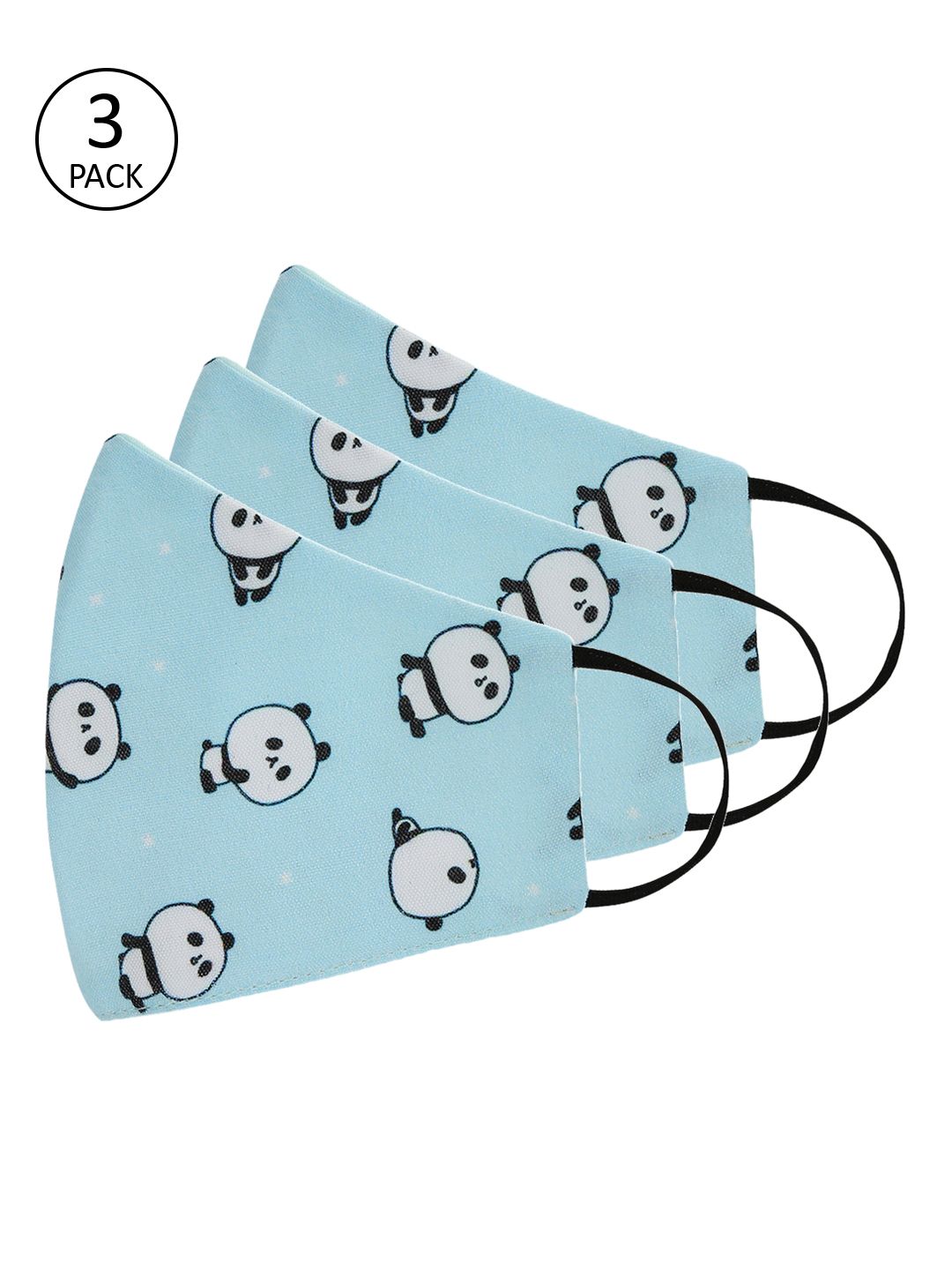 Tossido Kids 3 Pcs Blue Printed 3-Ply Reusable Cloth Masks