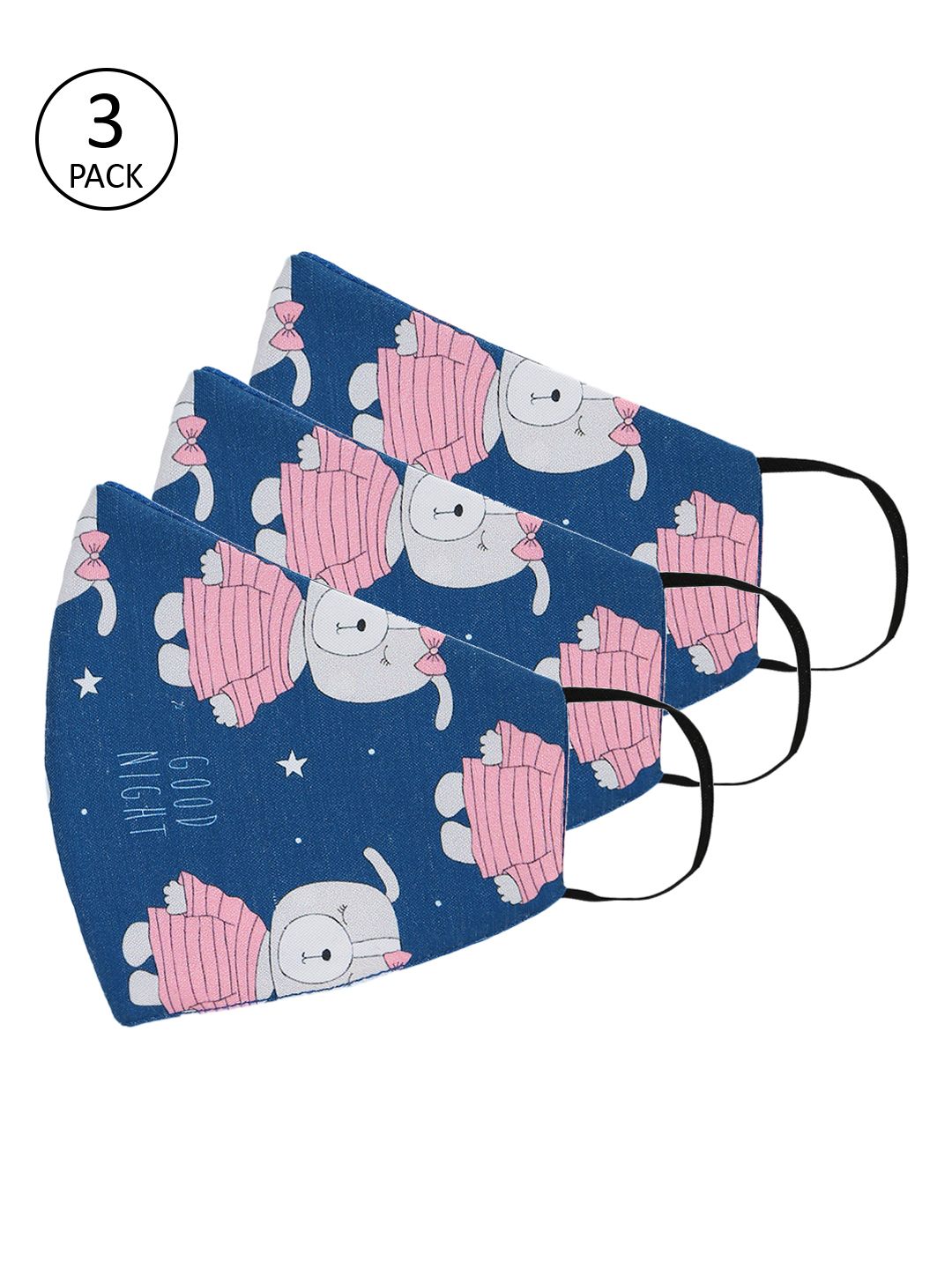Tossido Kids Blue Pack Of 3 Reusable 3-Ply Cloth Masks-image-47