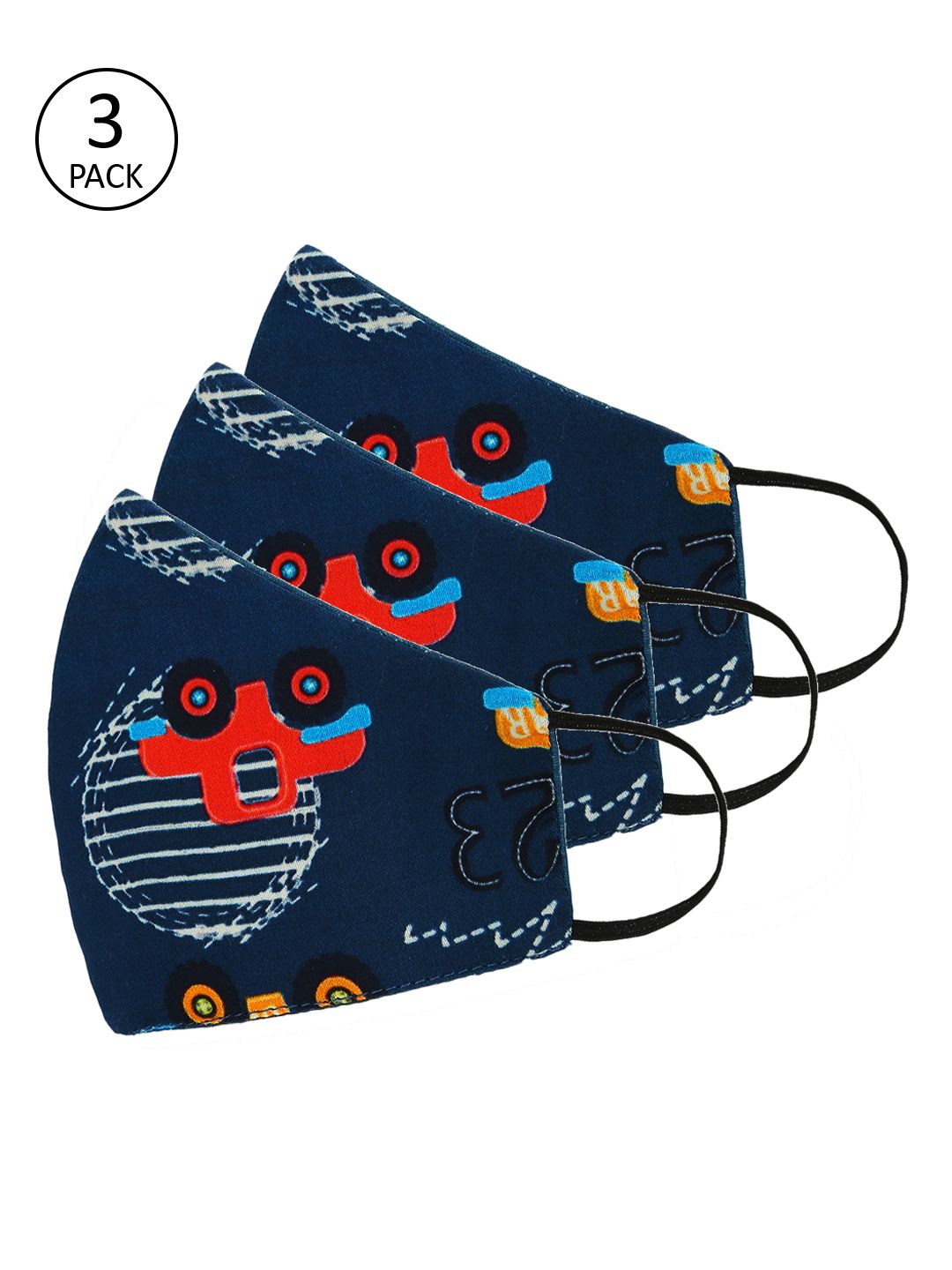 Tossido Kids Blue Pack Of 3 Reusable 3-Ply Cloth Masks-image-14