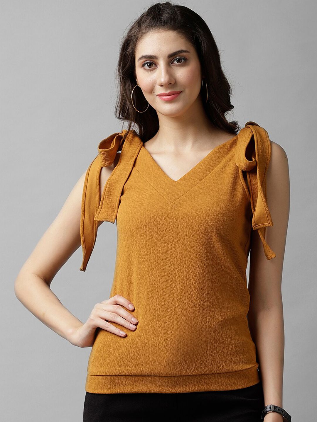 Athena Women Mustard Yellow Solid Tank Top-picture-35