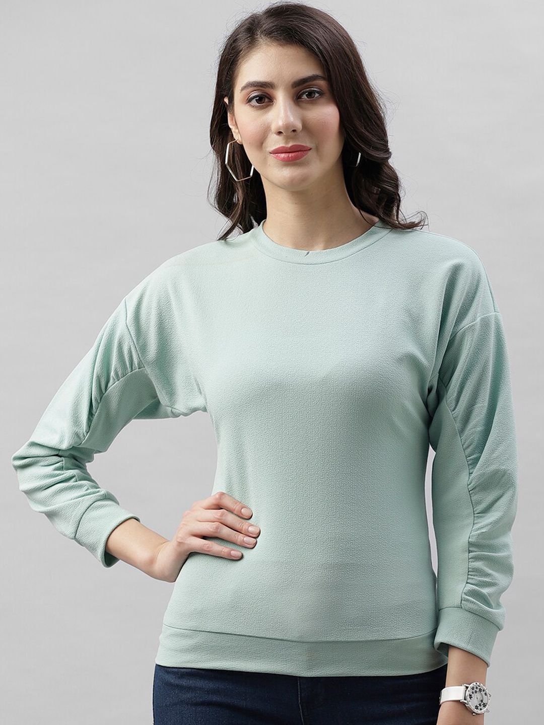 Athena Women Sea Green Solid Top-picture-27