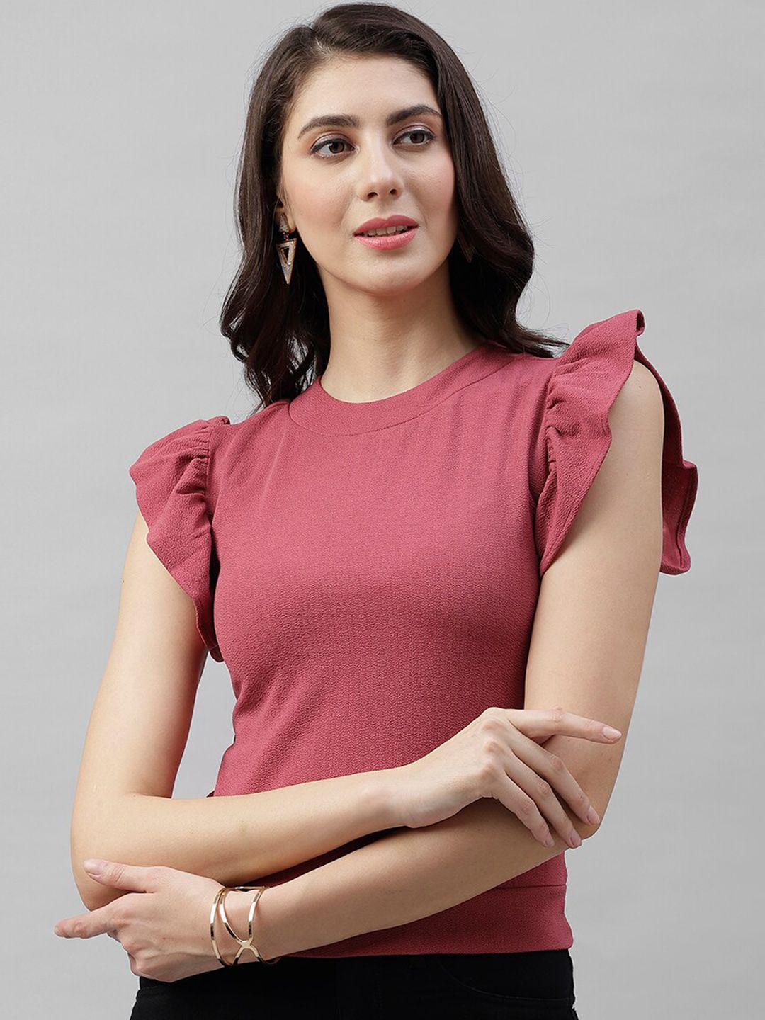 Athena Women Mauve Solid Top-picture-11