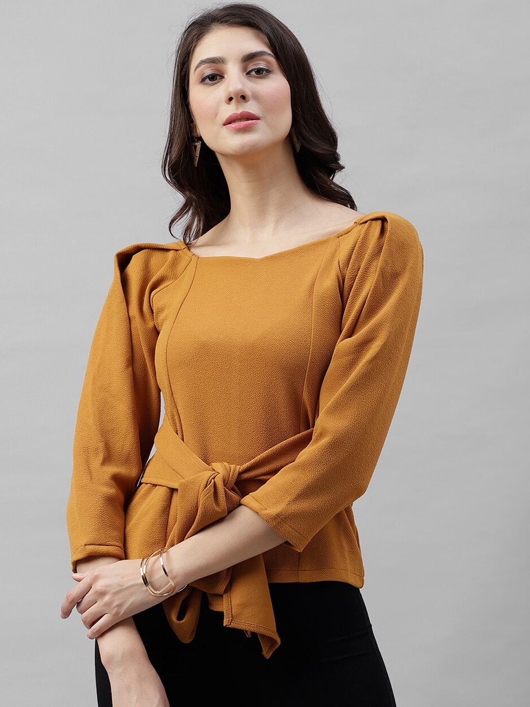 Athena Women Mustard Solid Top-picture-13